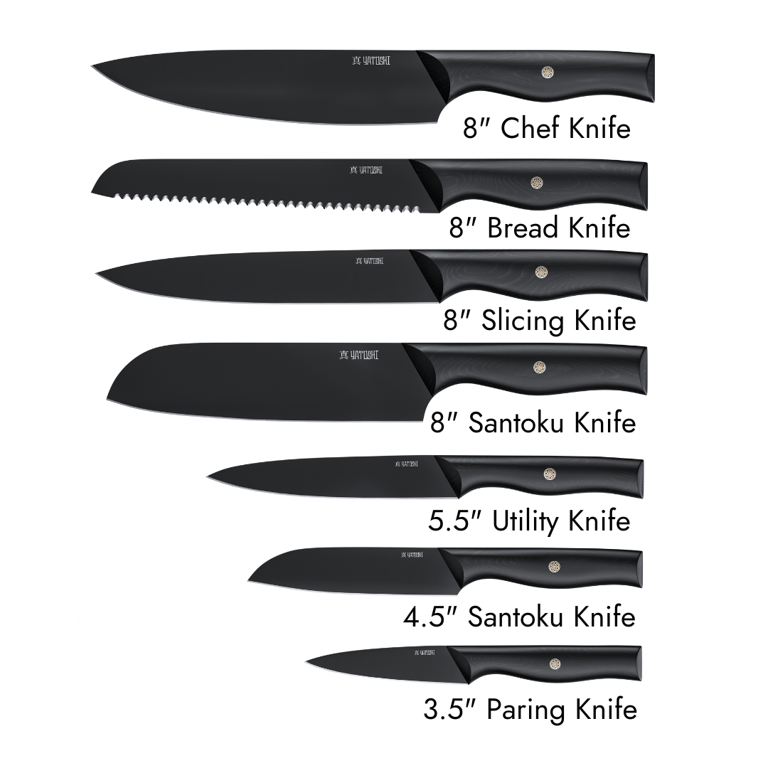 Onyx Black Kitchen Knife Block w/ Titanium Coating