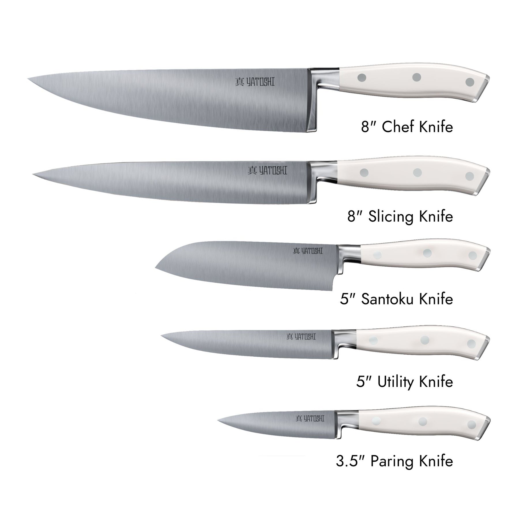 Magnetic Kitchen Knife Block Set - White