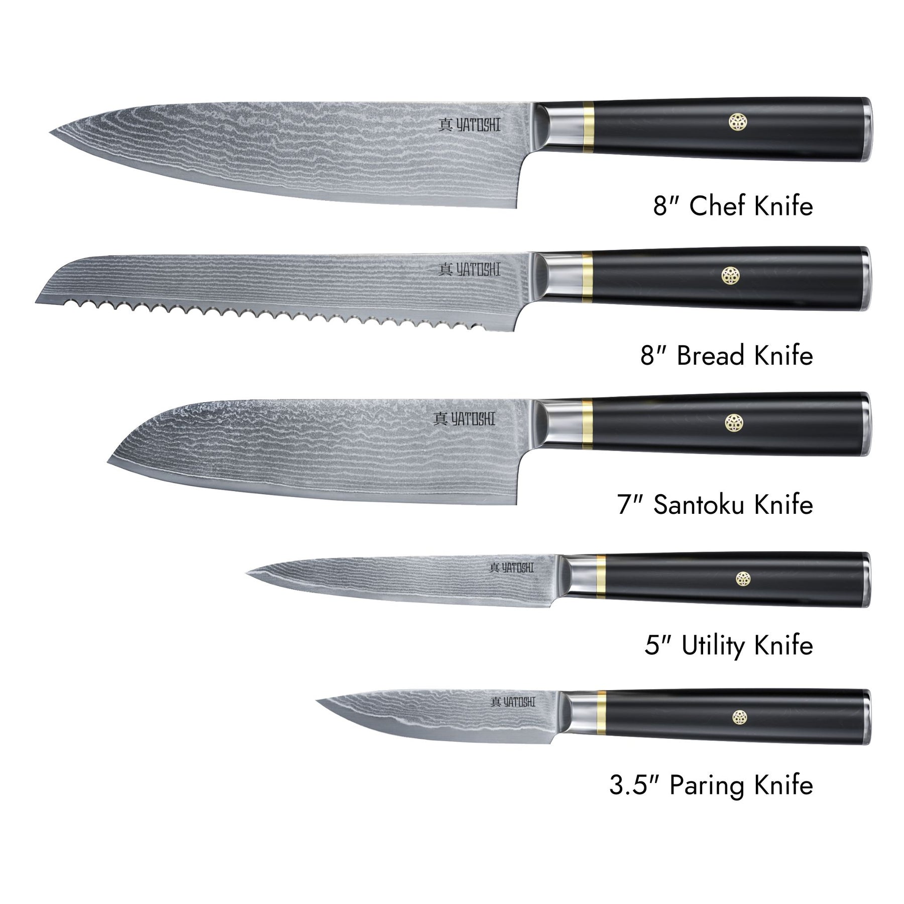 Damascus Magnetic Kitchen Knifes