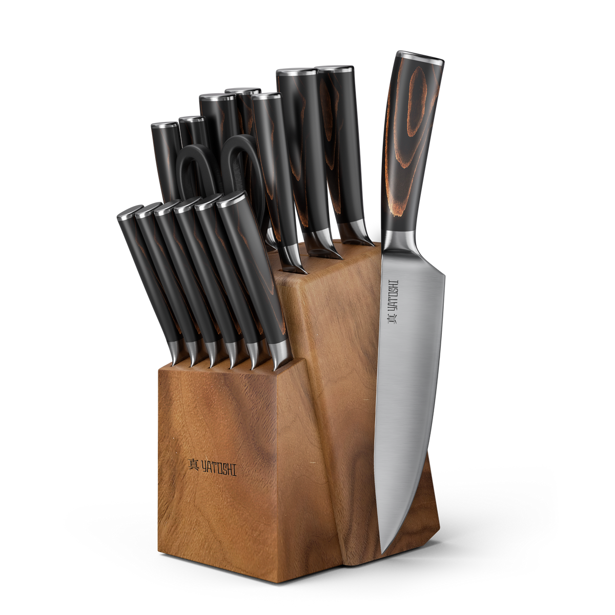 15-PIece Classic Kitchen Knife Block Set - No Laser