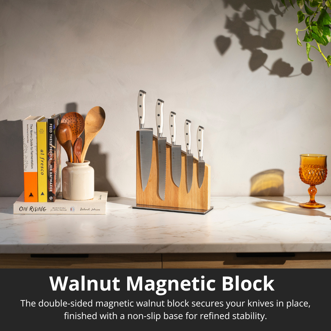 Magnetic Kitchen Knife Block Set - White