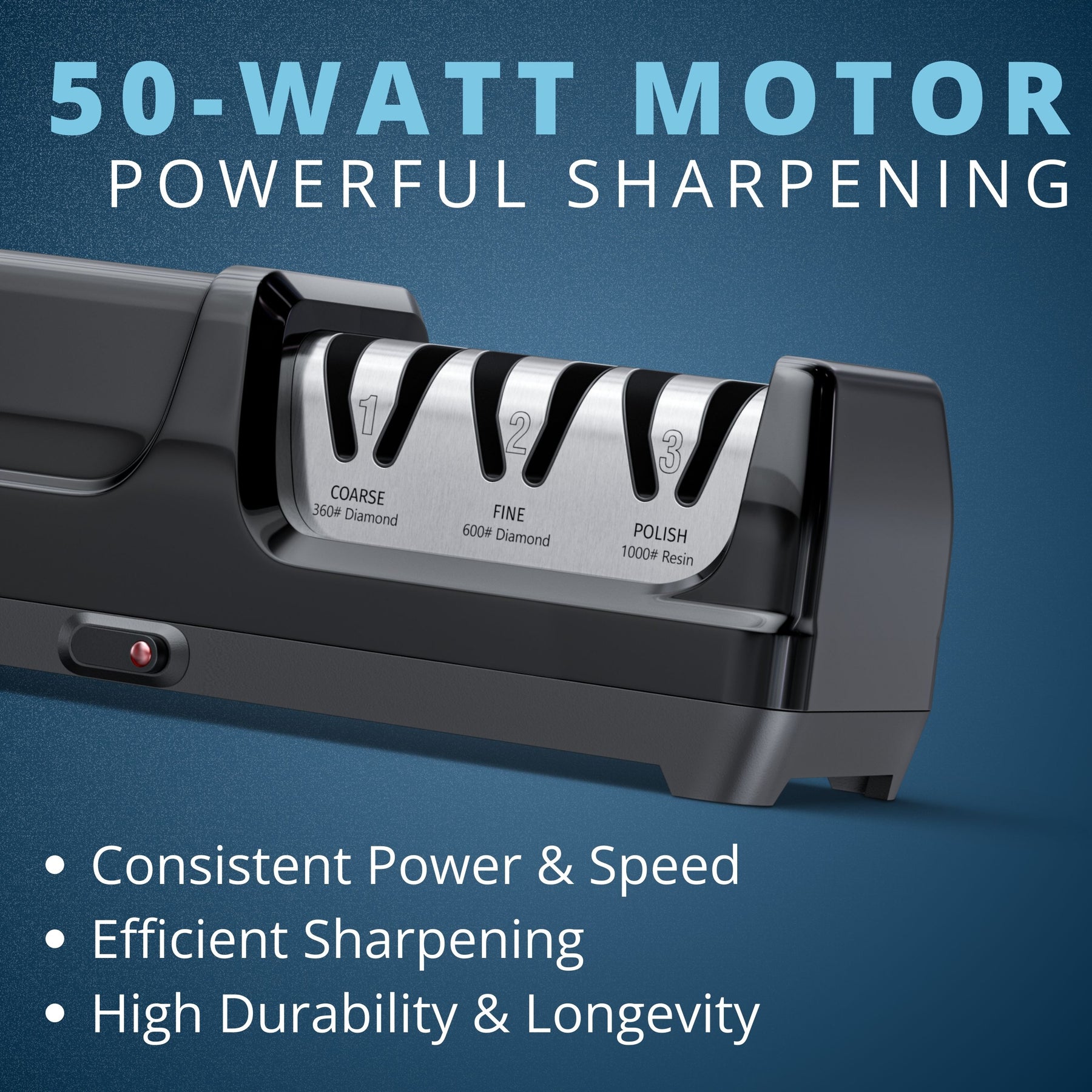 Professional Electric Knife Sharpener 3-Stage with Diamond Abrasives