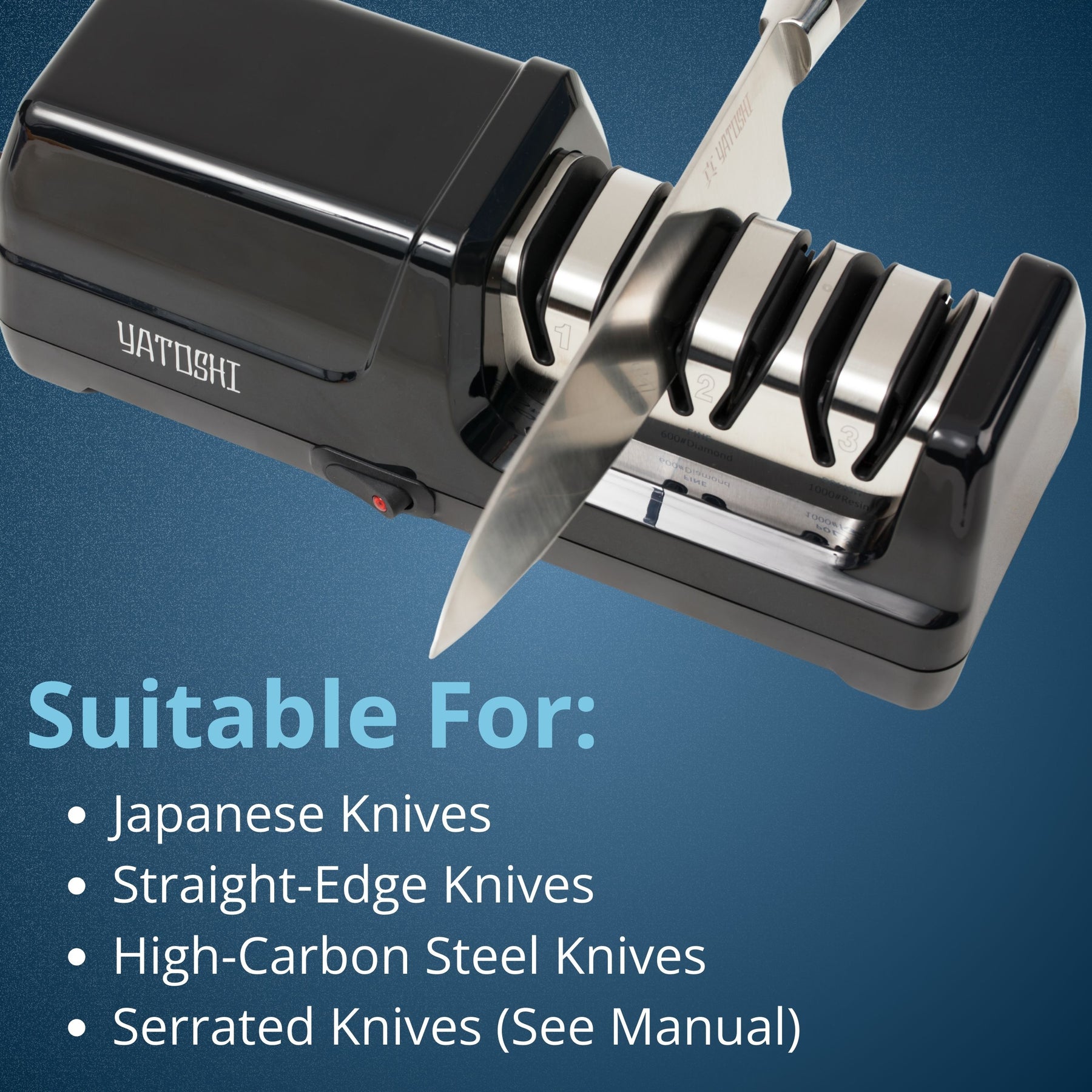Professional Electric Knife Sharpener 3-Stage with Diamond Abrasives