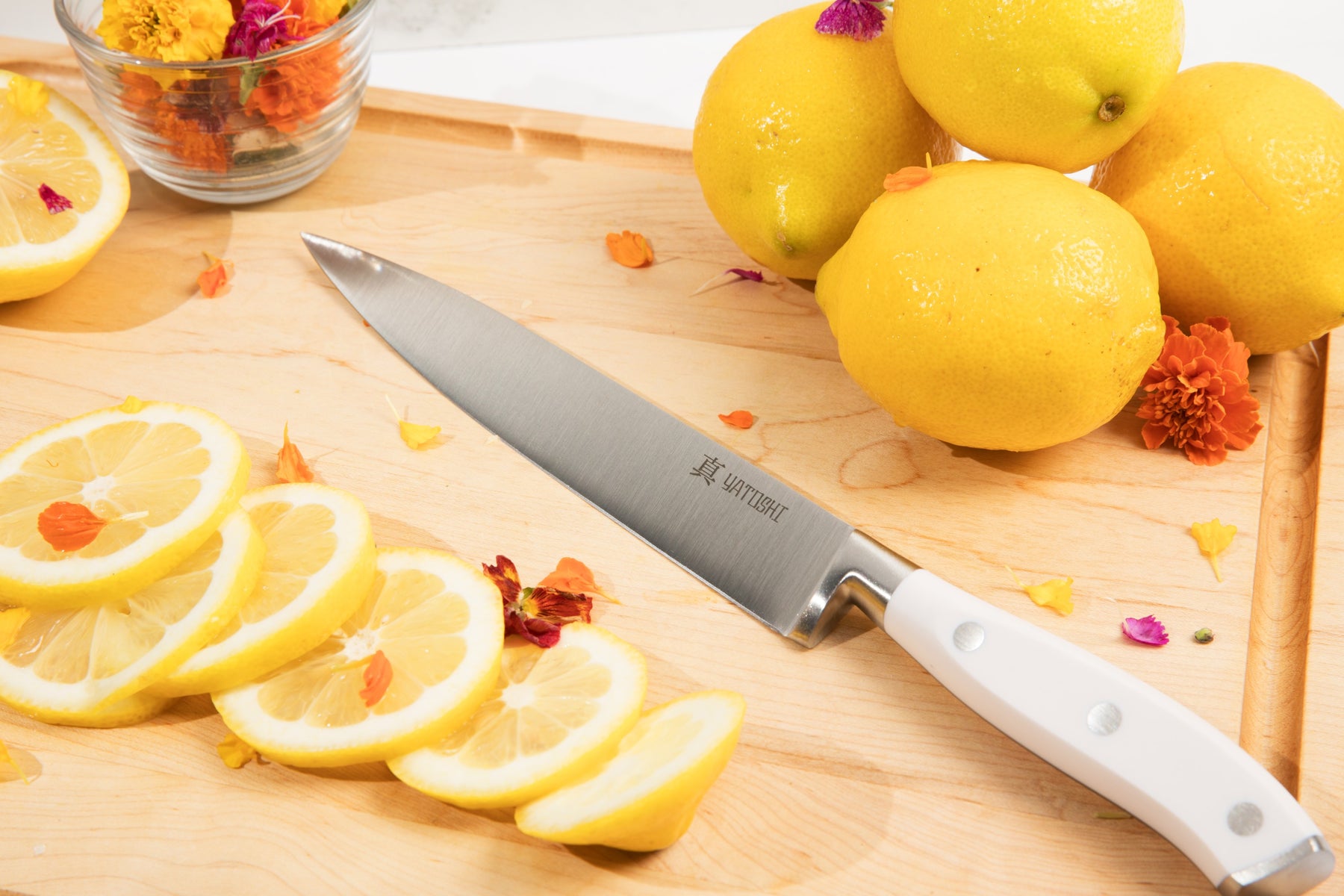 White Kitchen Knife Block Set