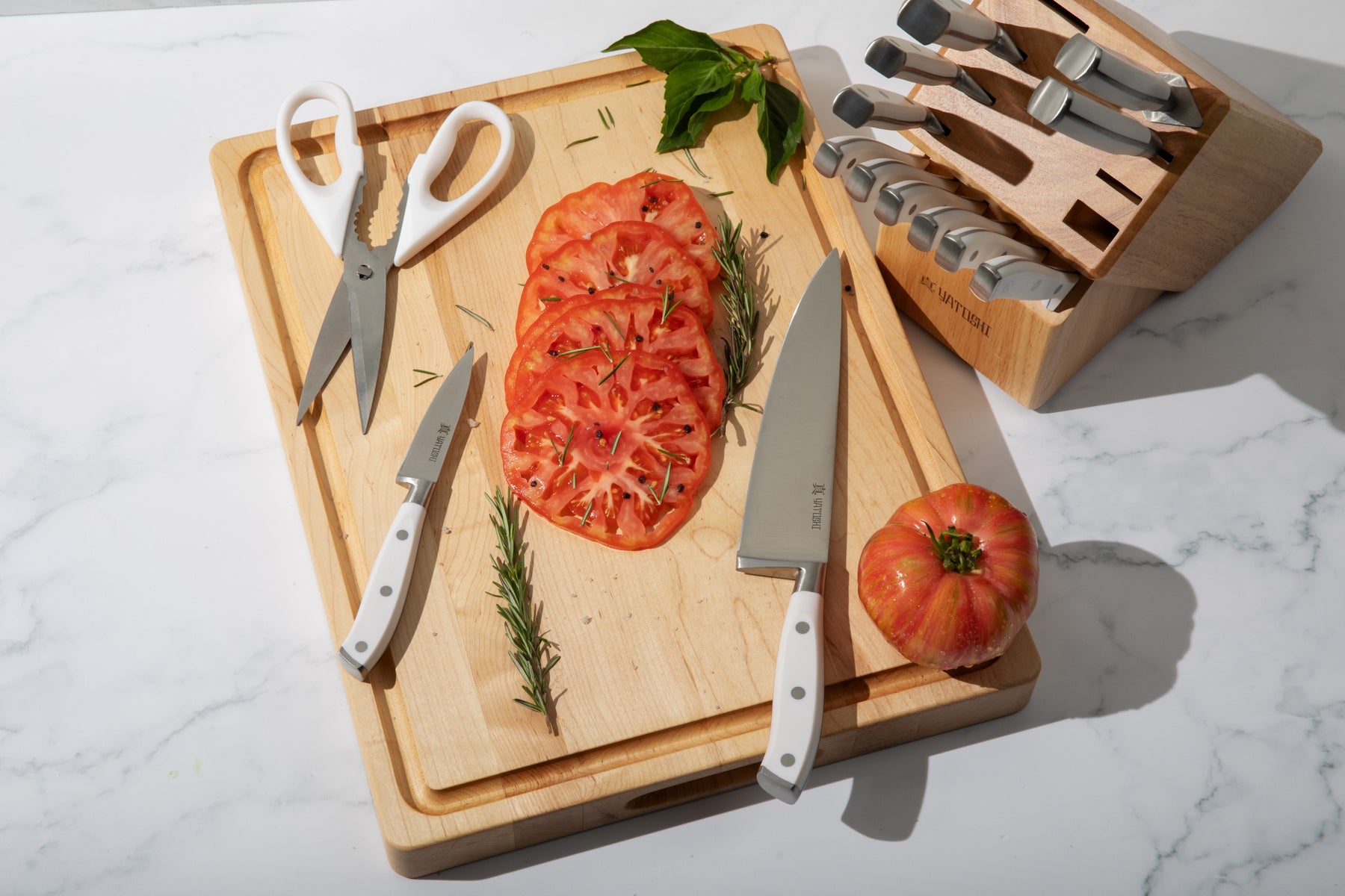 White Kitchen Knife Block Set