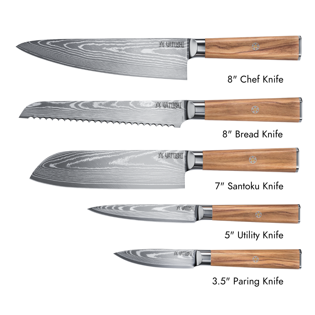 Magnetic Kitchen Knife Block Set - Damascus