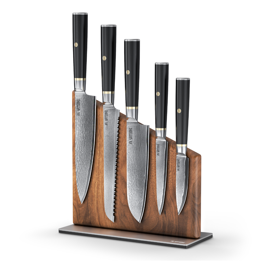Magnetic Kitchen Knife Block Set - Damascus