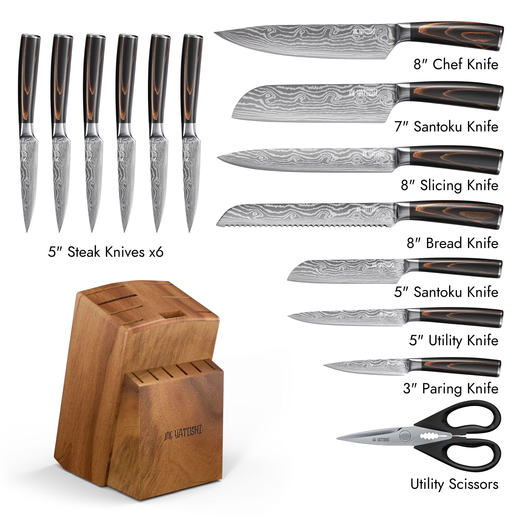 Professional Kitchen Knife Block Set