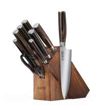 #block_9 acacia 9pc dark brown kitchen knife block set