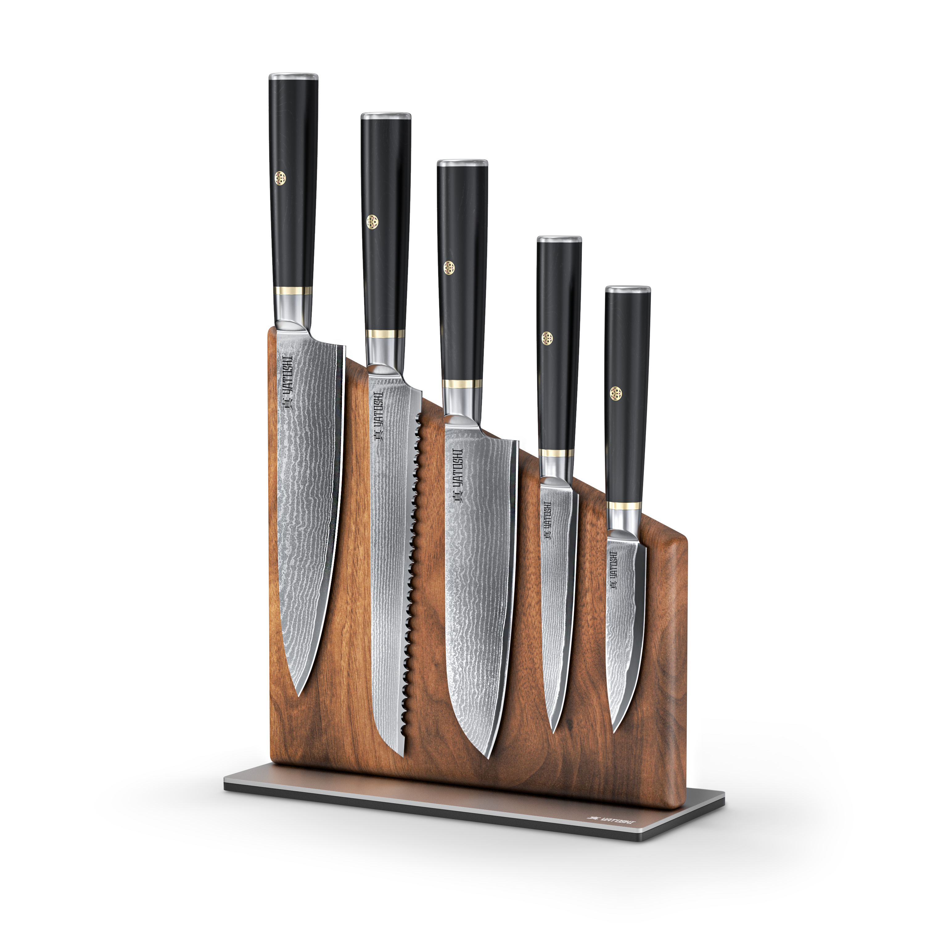 Magnetic Kitchen Knife Block Set - Damascus