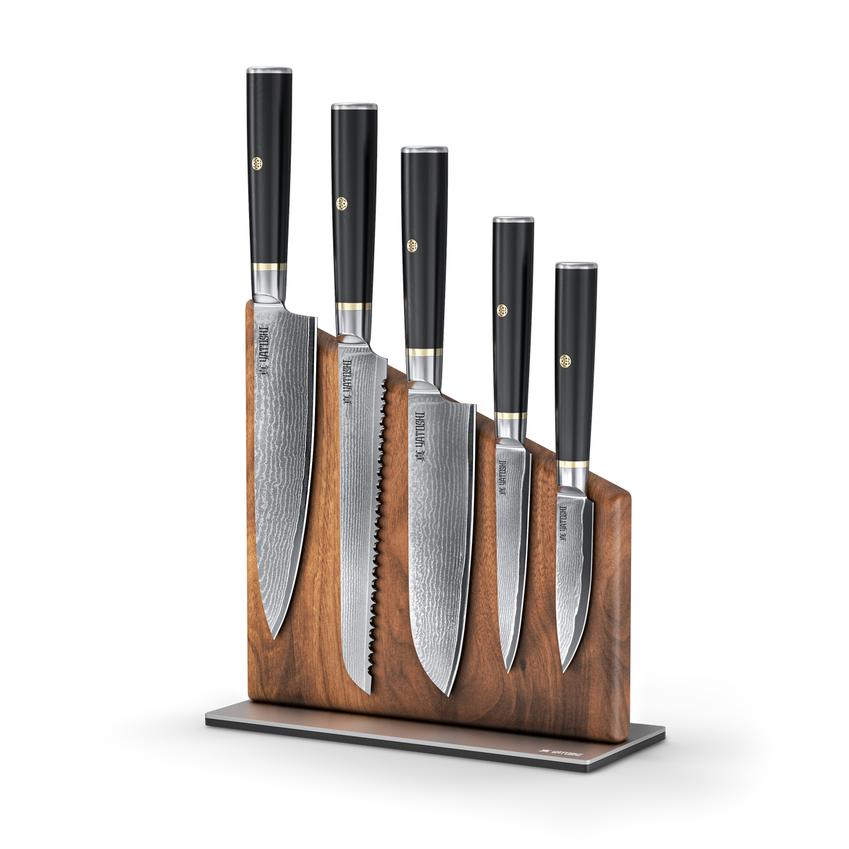 Damascus Magnetic Kitchen Knife  Block Set