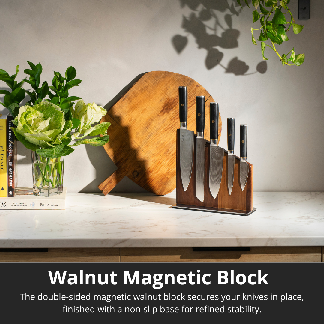 Magnetic Kitchen Knife Block Set - Damascus