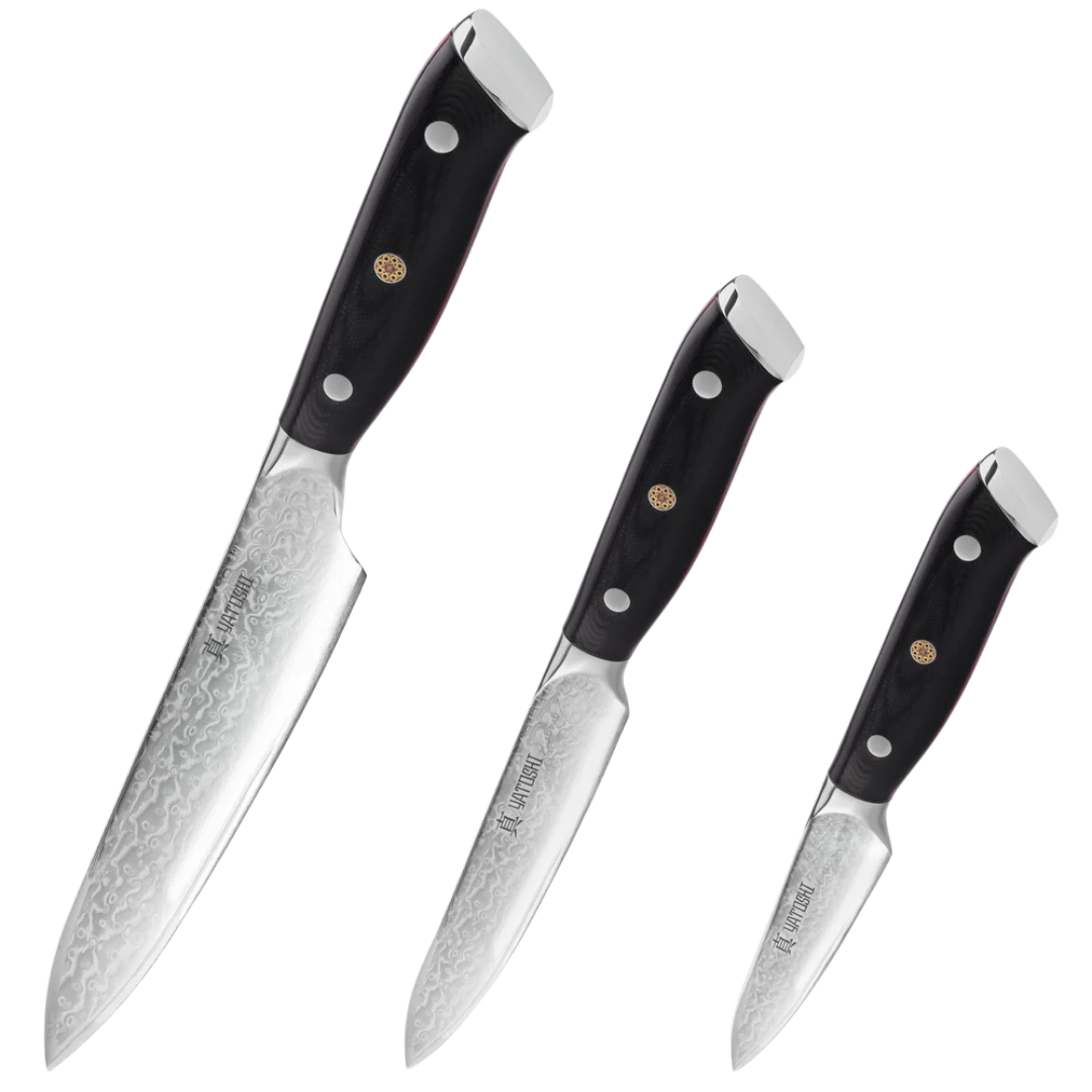 Yatoshi VG10 Damascus 3 Piece Knife Set