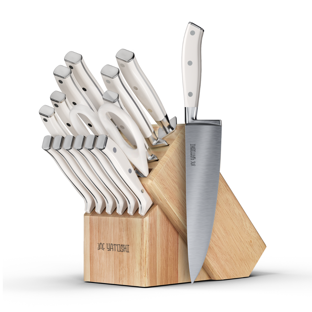 White Kitchen Knife Block Set
