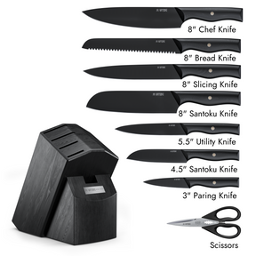 7-Piece Onyx Black Kitchen Knife Set w/ Titanium Coating