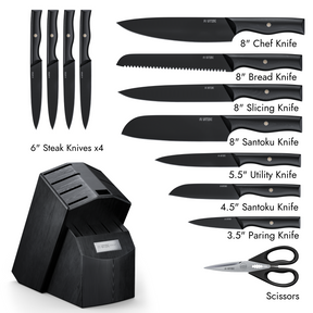 7-Piece Onyx Black Kitchen Knife Set w/ Titanium Coating