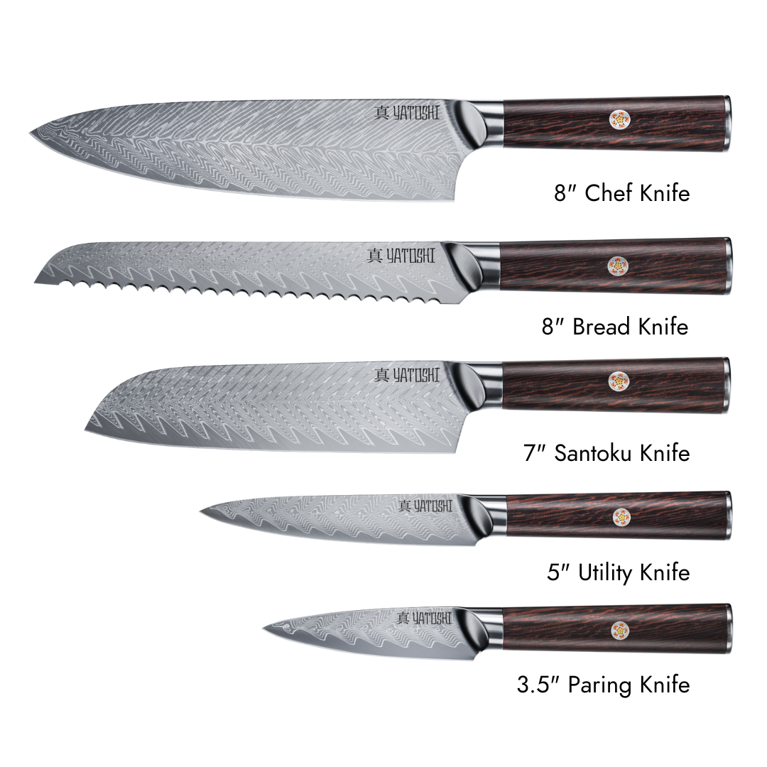 Magnetic Kitchen Knife Block Set - Damascus