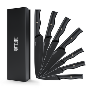 Onyx Black Kitchen Knife Block w/ Titanium Coating