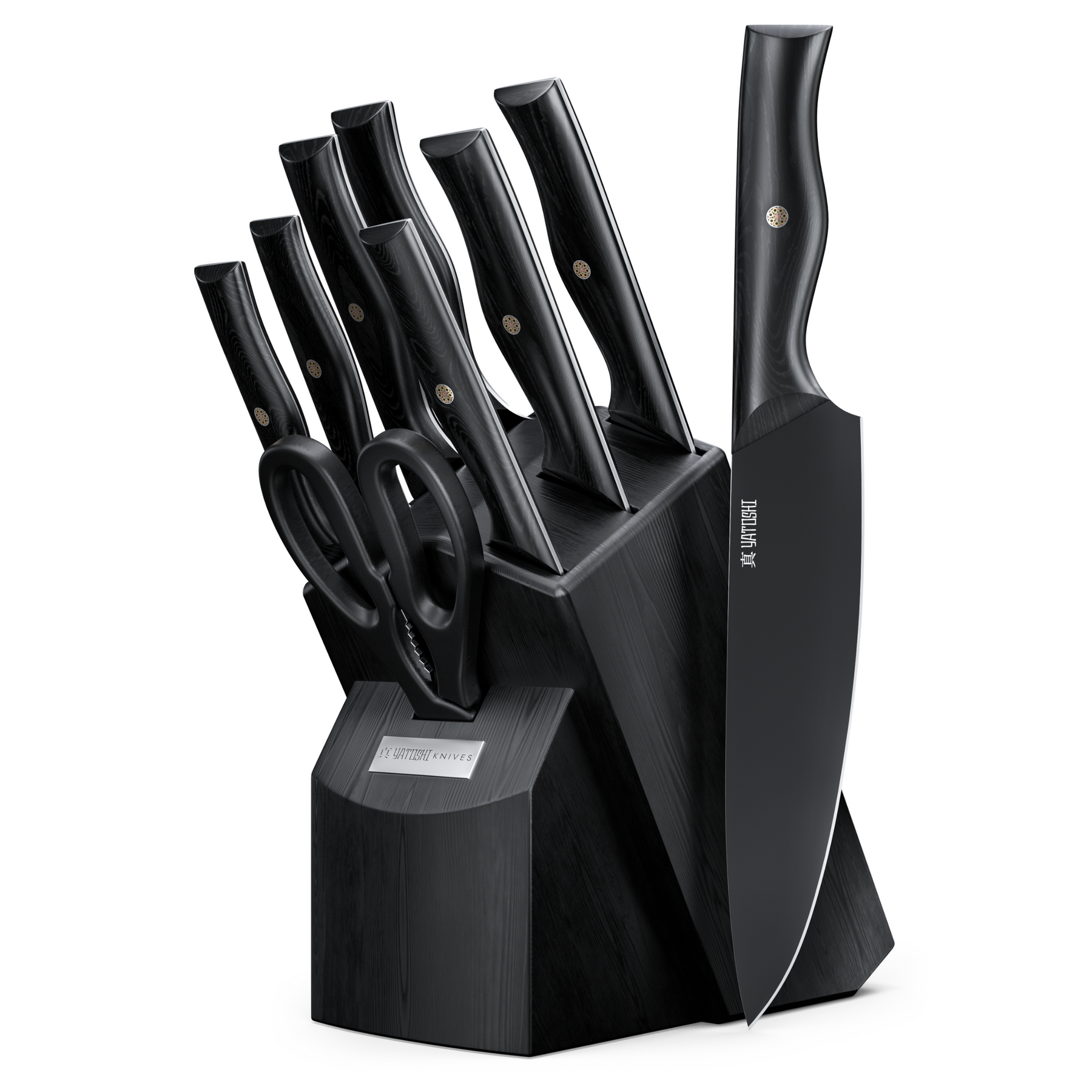 7-Piece Onyx Black Kitchen Knife Set w/ Titanium Coating