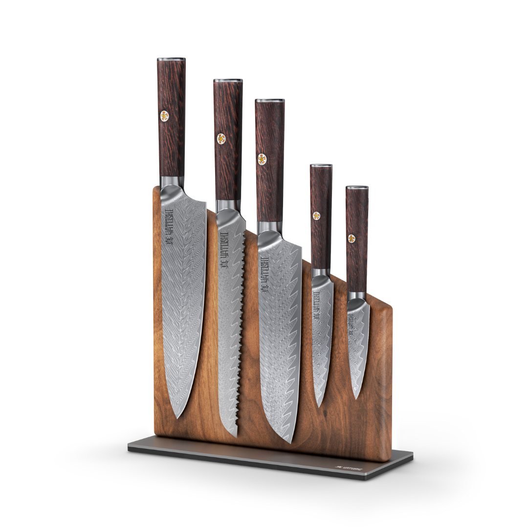 Magnetic Kitchen Knife Block Set - Damascus