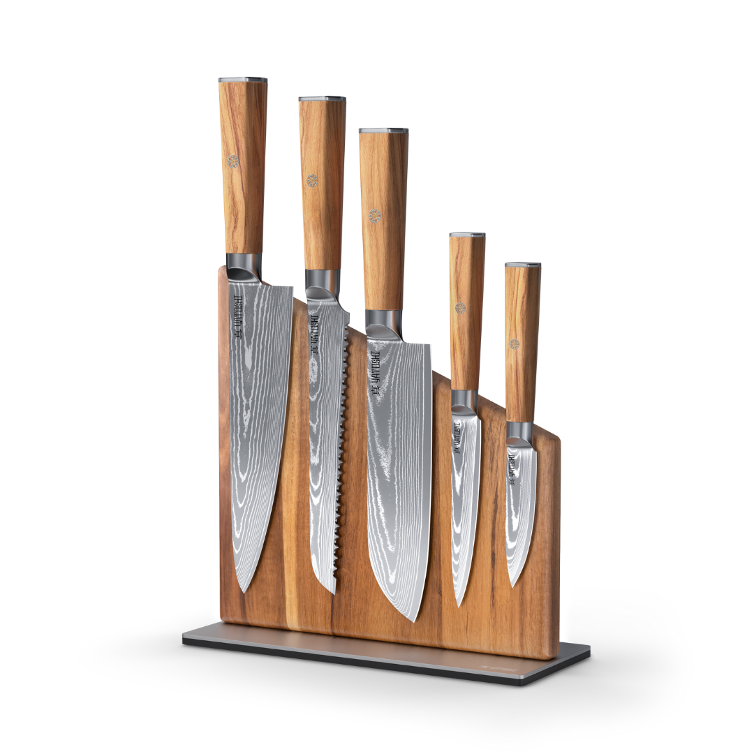 Magnetic Kitchen Knife Block Set - Damascus