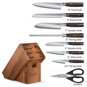 Yatoshi 15-Piece Kitchen Knife Block Set