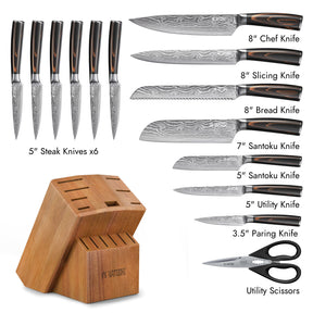 15-Piece Classic Kitchen Knife Block Set