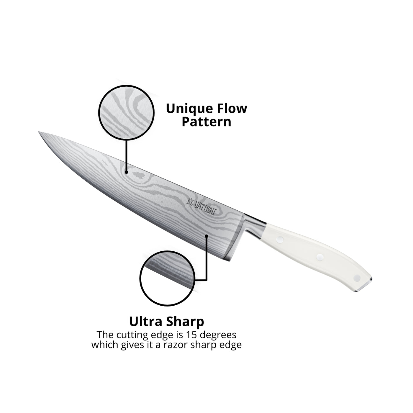 Yatoshi 12 Piece White Knife Block Set - Pro Kitchen Knife Set Ultra Sharp  Hi