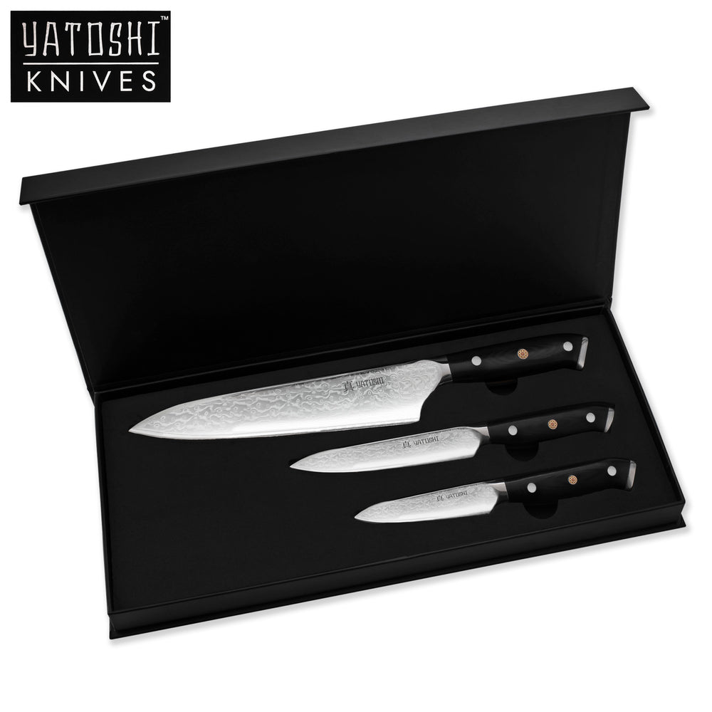 Yatoshi VG10 Damascus 3 Piece Knife Set
